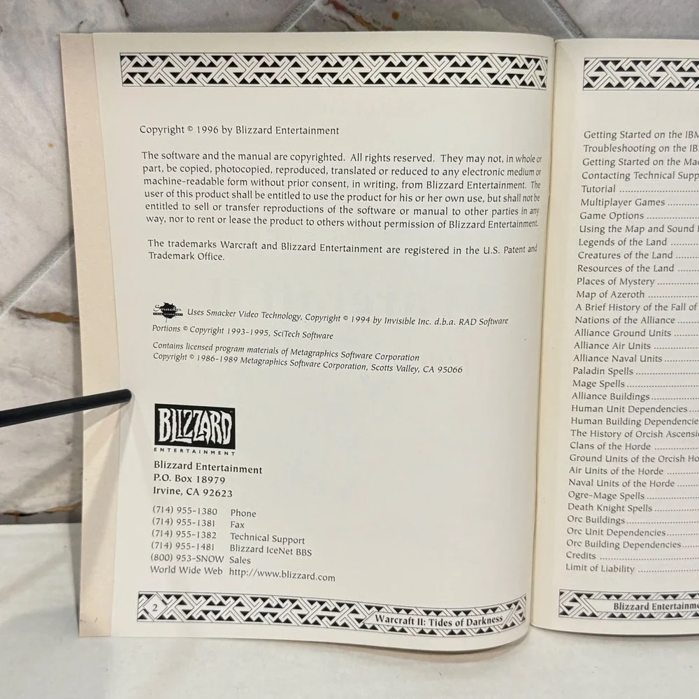 Warcraft II Tides of Darkness Original Manual Only Blizzard PC 1996